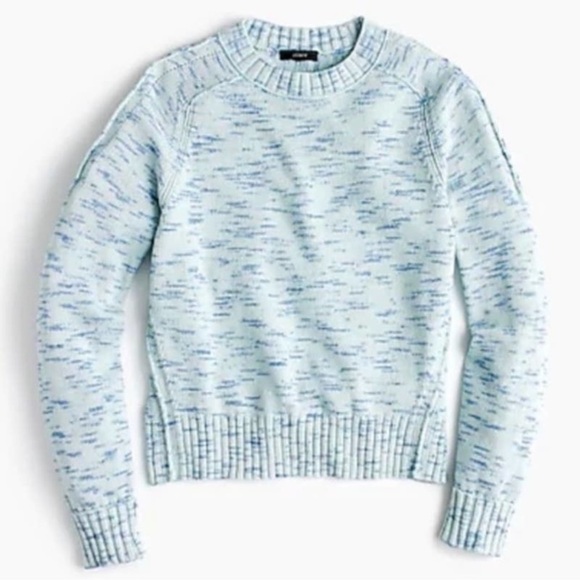 J. Crew Speckled Blue Cotton Crewneck Sweater - Picture 8 of 8